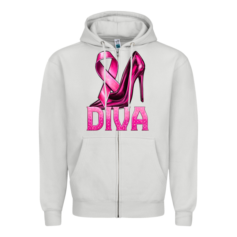 Breast Cancer Diva Ribbon And Heels Zipper Hoodie by texasbilliewilder | Teevron