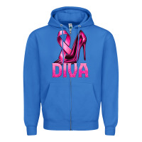 True Royal Breast Cancer Diva Ribbon and Heels Zipper Hoodie - texasbilliewilder