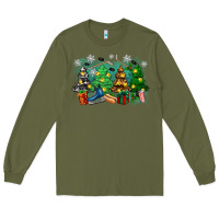 Army Green christmas trees with hockey Long Sleeve Tee - Zillion Design Studio