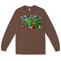 Chestnut christmas trees with hockey Long Sleeve Tee - Zillion Design Studio