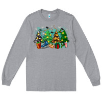 Heather Grey christmas trees with hockey Long Sleeve Tee - Zillion Design Studio