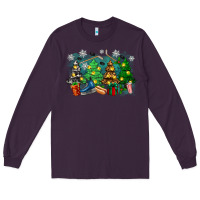 Plum christmas trees with hockey Long Sleeve Tee - Zillion Design Studio