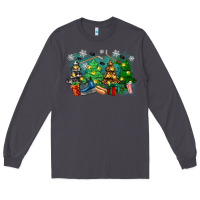 Smoke christmas trees with hockey Long Sleeve Tee - Zillion Design Studio