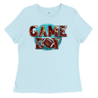 Baby Blue game day football Ladies Tee - BarkalooDesign