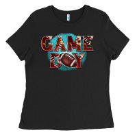 Black game day football Ladies Tee - BarkalooDesign