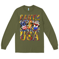 Army Green party in the usa with leopard Long Sleeve Tee - texasbilliewilder