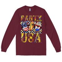 Burgundy party in the usa with leopard Long Sleeve Tee - texasbilliewilder