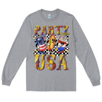 Heather Grey party in the usa with leopard Long Sleeve Tee - texasbilliewilder