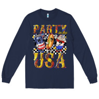 Navy party in the usa with leopard Long Sleeve Tee - texasbilliewilder