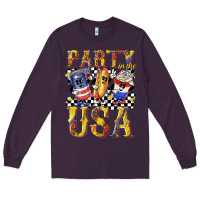 Plum party in the usa with leopard Long Sleeve Tee - texasbilliewilder
