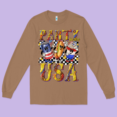 Long Sleeve Tee party in the usa with leopard