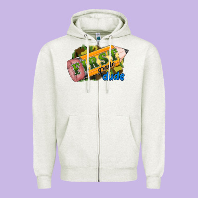 First Grade Dude Zipper Hoodie Designed By Ranaportraitstore