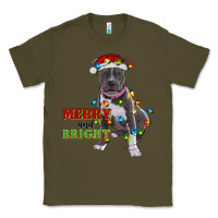 Army Green merry and bright pitbull Classic Tee - RanaPortraitStore