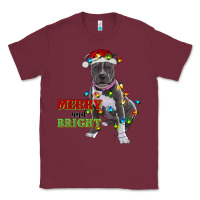 Burgundy merry and bright pitbull Classic Tee - RanaPortraitStore