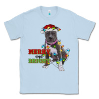 Dusty Blue merry and bright pitbull Classic Tee - RanaPortraitStore