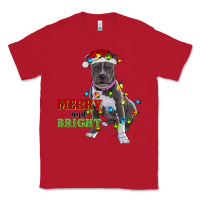 Red merry and bright pitbull Classic Tee - RanaPortraitStore