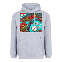 Heather Grey baseball leopard turquoise sunflower Heavyweight Hoodie - JahusDesignShop