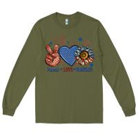 Army Green peace love america billie wilder Long Sleeve Tee - texasbilliewilder