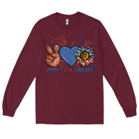 Burgundy peace love america billie wilder Long Sleeve Tee - texasbilliewilder