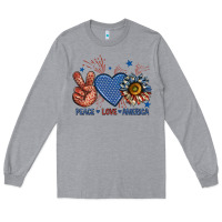 Heather Grey peace love america billie wilder Long Sleeve Tee - texasbilliewilder