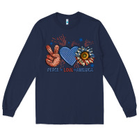 Navy peace love america billie wilder Long Sleeve Tee - texasbilliewilder