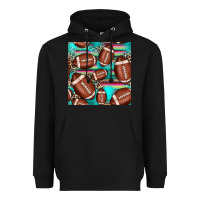 Black football leopard turquoise seamless pattern Heavyweight Hoodie - JahusDesignShop