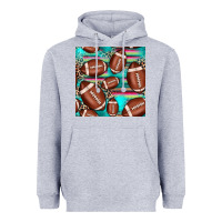 Heather Grey football leopard turquoise seamless pattern Heavyweight Hoodie - JahusDesignShop