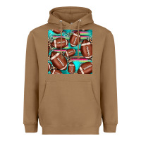 Toasted Coconut football leopard turquoise seamless pattern Heavyweight Hoodie - JahusDesignShop