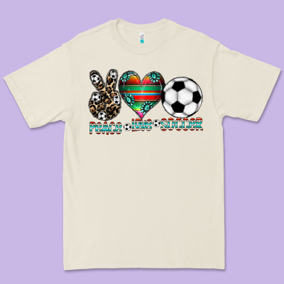 Peace Love Soccer Premium Tee Designed By Cowhidedigitalart