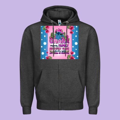 Ohana Means Family Stitch Zipper Hoodie Designed By Zillion Design Studio
