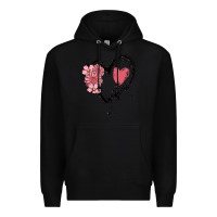 Black mimi flower heart Premium Hoodie - MaliasSmallBusiness