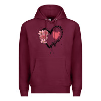 Burgundy mimi flower heart Premium Hoodie - MaliasSmallBusiness