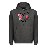 Charcoal Heather mimi flower heart Premium Hoodie - MaliasSmallBusiness