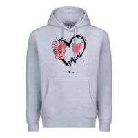 Heather Grey mimi flower heart Premium Hoodie - MaliasSmallBusiness