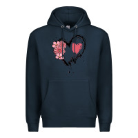 Navy mimi flower heart Premium Hoodie - MaliasSmallBusiness