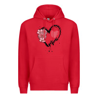 Red mimi flower heart Premium Hoodie - MaliasSmallBusiness