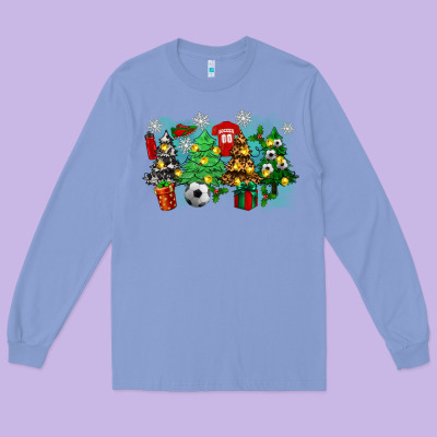 Christmas Trees With Soccer Long Sleeve Tee Designed By Zillion Design Studio