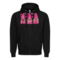 Black Breast Cancer Gnomes Zipper Hoodie - texasbilliewilder