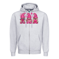 Heather Grey Breast Cancer Gnomes Zipper Hoodie - texasbilliewilder