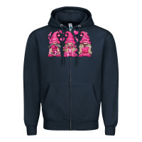 Navy Breast Cancer Gnomes Zipper Hoodie - texasbilliewilder