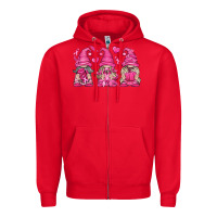Red Breast Cancer Gnomes Zipper Hoodie - texasbilliewilder