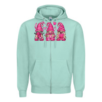 Seafoam Breast Cancer Gnomes Zipper Hoodie - texasbilliewilder