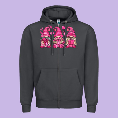 Breast Cancer Gnomes Zipper Hoodie Designed By Texasbilliewilder