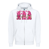White Breast Cancer Gnomes Zipper Hoodie - texasbilliewilder