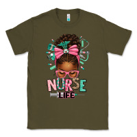 Army Green afro messy bun nurse life Classic Tee - texasbilliewilder