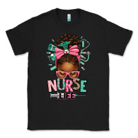 Black afro messy bun nurse life Classic Tee - texasbilliewilder