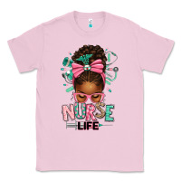 Bubblegum Pink afro messy bun nurse life Classic Tee - texasbilliewilder