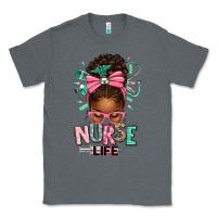 Charcoal Heather afro messy bun nurse life Classic Tee - texasbilliewilder