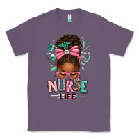 Lavender afro messy bun nurse life Classic Tee - texasbilliewilder