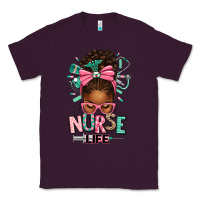 Plum afro messy bun nurse life Classic Tee - texasbilliewilder